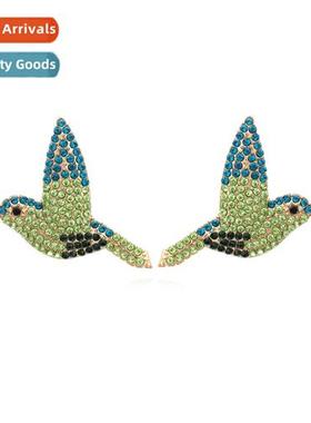 Creative fashi bird earrings inlaid wh diamds cute match ear