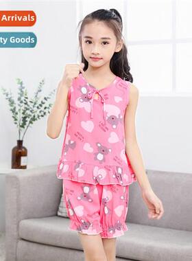 2019 Summer Girls Set Thin Childrens Vest Shorts Two Piece S