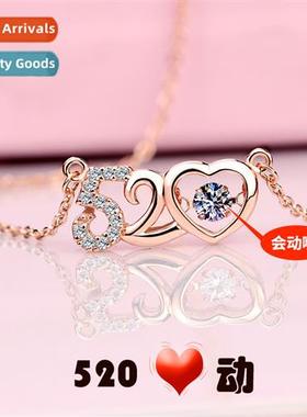 520 Valentines Day Gift Beating Heart Necklace for Girlfrien