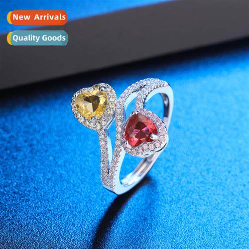 925 silver plated wh crystal zircia opening adjustable heart