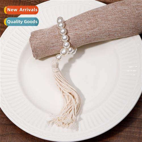 Pearl tassel string twine home napkin ring elastic napkin cl