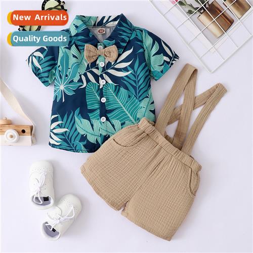 Boys spring  autumn  2022 new n small gentleman leaves print