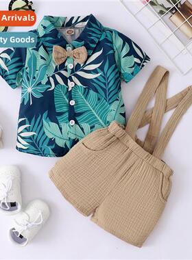 Boys spring  autumn  2022 new n small gentleman leaves print