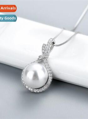 n inlaid full  diamds zircia pearl pendant female water drop