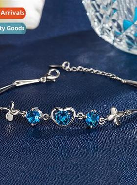 n silver-plated lucky four-leaf clover bracelet female simpl