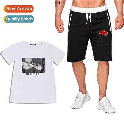 Anime Naruto Uchiha clan logo printed short-sleeved T-shirt