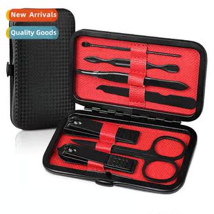 Stainless Steel Manicure Set Black 7 Piece Cutting Nail Clip