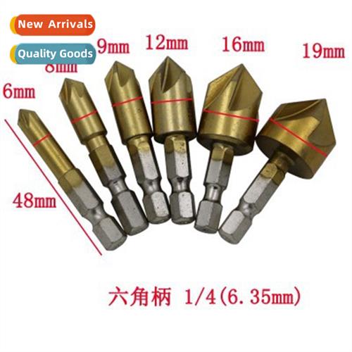 90 Degree Hexagal Shank Five Edge Chamfering Tool Six Piece