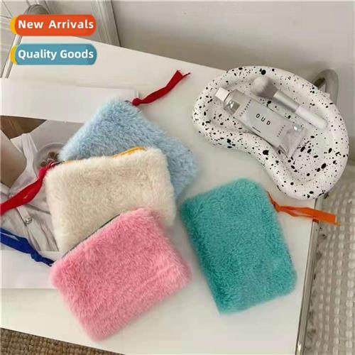Korea simple ins style plush color clashing coin purse mini