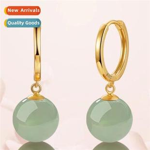 12MM imati earrings retro femal jade palace field New green