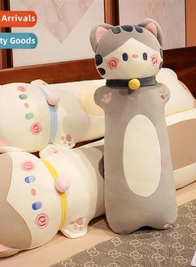 Cute cuddly cat pillow girls clip legs sleep plush toys bed