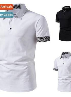 Mens Cashew Flower Colorblocking Mens POLO Short Sleeve B14