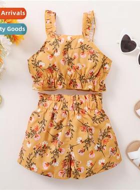 Girls spring  fall  2022 new n small floral sleeveless top +