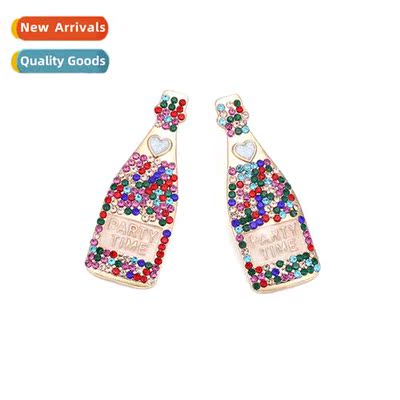fashi persalized colored diamds love wine bottle earrings ne