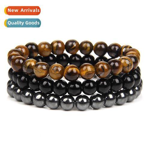 New 8MM Tiger Eye String Turquoise Hemate Amethyst Set Brace