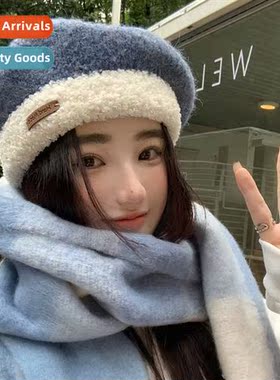 Korean versi   new fall and winter plush color blocking fash