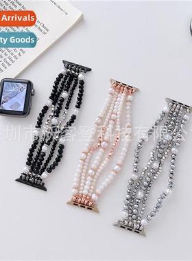 适用apple five rows pearl jewelry metal watch band apple wat