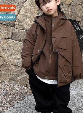 Childrens clothing 2023 winter new boys rushing jacket jacke