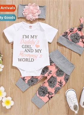 Girls spring  fall  2021 new n short-sleeved letter print to