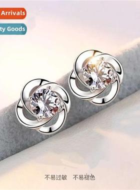 n silver-plated lucky four-leaf clover earrings female simpl