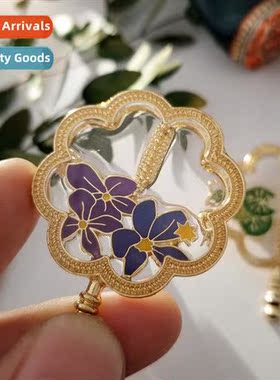 Creative natial style gilt fan brooch vintage plant gilt fan