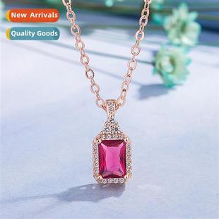 Pendant Women Rose Plated Luxury Tourmaline Gold Squ Womens