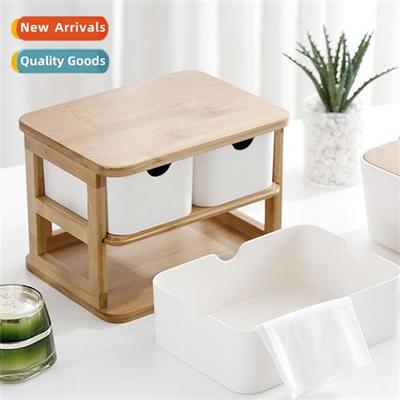 Desktop Bamboo Fiber Organizer Multi-Drawer Cosmetic Organiz