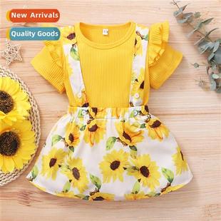 short fall sunflower top sleeved new 2021 spring Girls