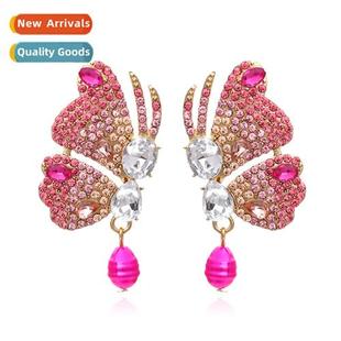 Creative fashi butterfly earrings inlaid wh diamds cute matc