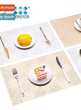 light luxury Christmas rectangle PVC hot gold hollowing dinn