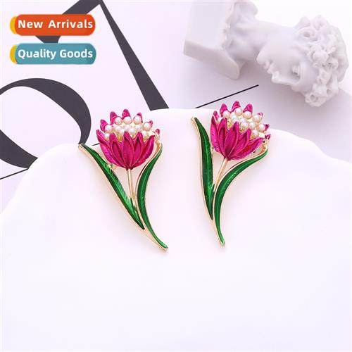 lerary retro alloy color tulip earrings temperament playful