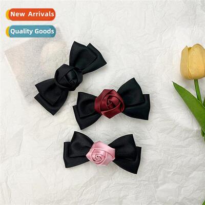 Small perfume elegant temperament rose bow hairpin female Ja