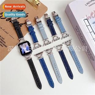 Cowboy Western Butterfly Buckle Stra 适用Apple Leather Watch