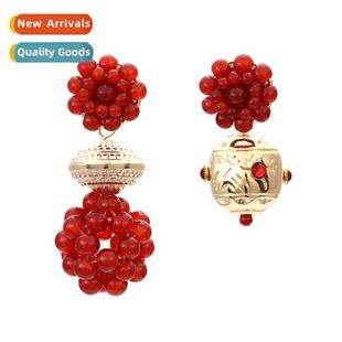 sweet temperament rice beads exag Korean earrings innovative