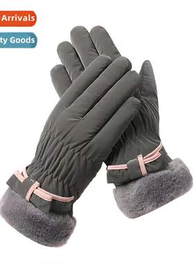 Winter touch screen ski gloves female padded thickened outdo