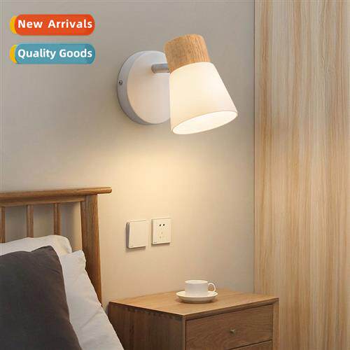 Japanese simple log wind decorative wall lamp study bedroom