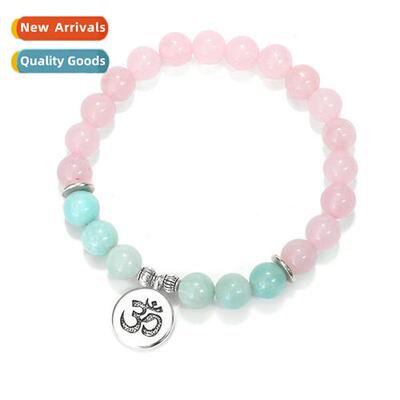 New Product Pink crystal ste beaded bracelet lotus buddha ch