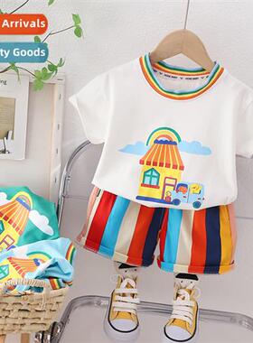 Childrens clothing 2023 new childrens short-sleeved two- car