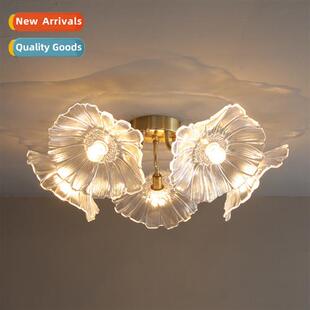 All copper ceiling lamp light luxury flowers blooming rich