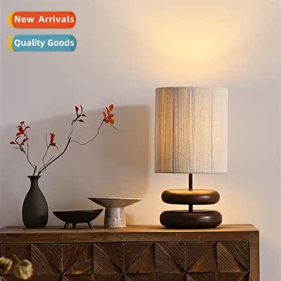 Japanese wabi-sabi style solid wood table lamp persalized cr