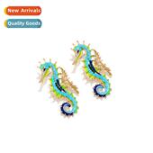 alloy oil drop seahorse exaggerated drill earr persalized
