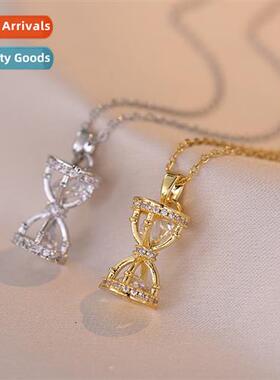 Tanium steel necklace female Japanese micro-set zircia hourg