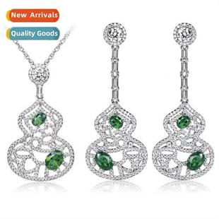 Light Luxury Ruby Necklace Colored Earrings  Diamd Gourd Pen