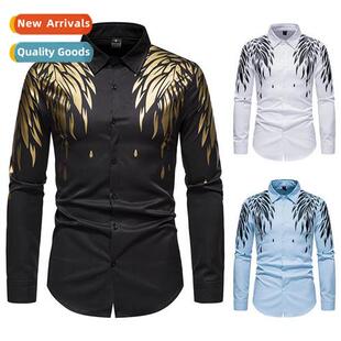 2022 Trendy new symmetrical fear print shirt mens lg-sleeved
