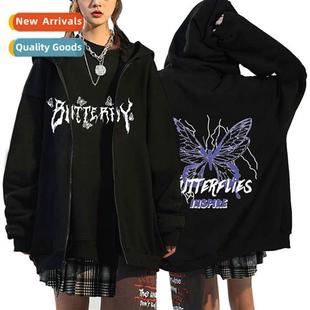Autumn Butterfly Womens Hoodie Pullover Zipper Fashi