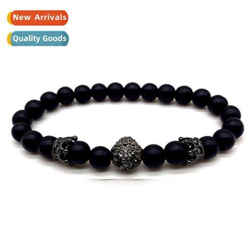 New listing mens fashi li crown charm bracelet 8MM black fro