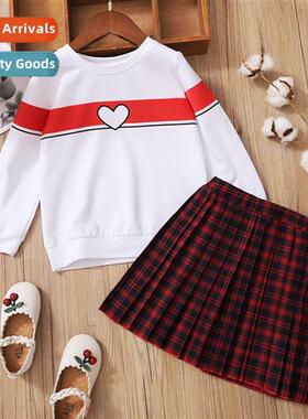 Girls spring  fall  2021 new n love print lg-sleeved top + p