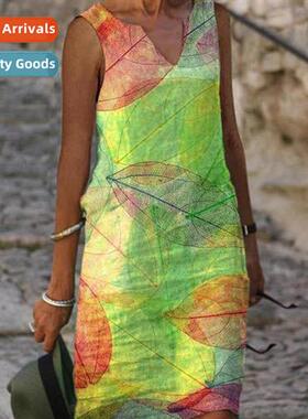 2023 Spring  Summer New Fashi Printed Sleeveless Midi Dresse