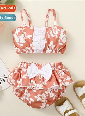 Girls Spring  Autumn 2022 new n sleeveless flower print halt