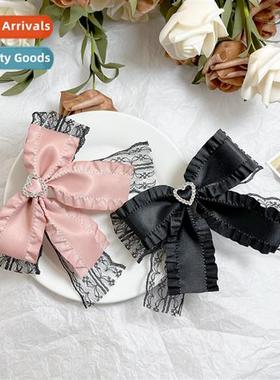 Mine Department lace love bow hair clips female ruffled ruff